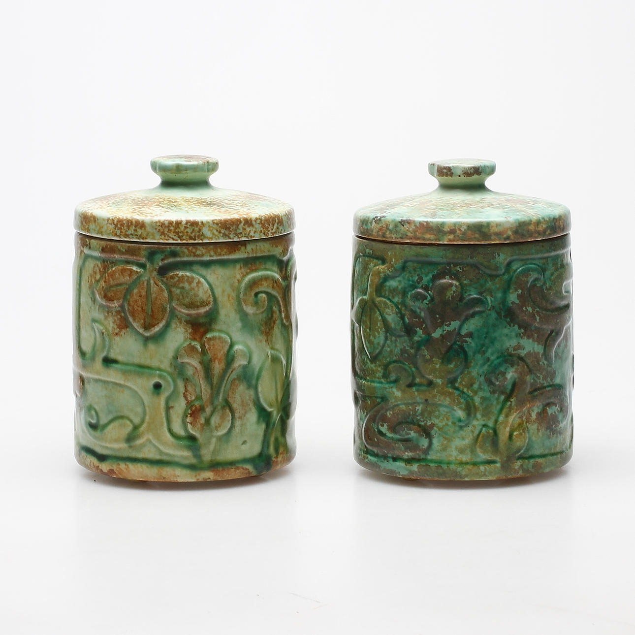 BURKAR med LOCK, ett par, snarlika, lergods, Gefle.