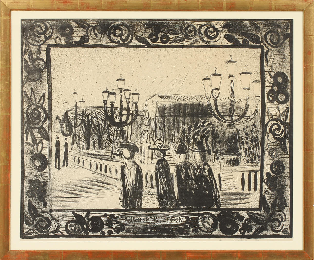 WALDEMAR SJÖLANDER. "Kungsportsavenyn", litografi, sign.