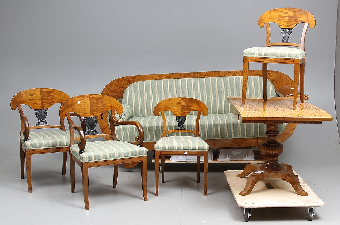 SALONGSGRUPP 6 delar, Karl-Johan stil, 1900-talets första hälft.