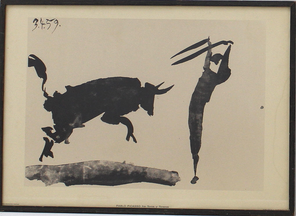 TRYCK Picasso, tryckt i Danmark, 60 tal, tjurfäktare.