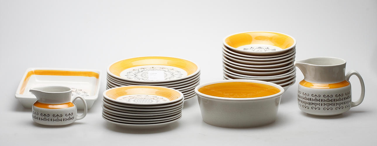 SERVISDELAR, 35 delar, flintgods, "Malin", Gefle.