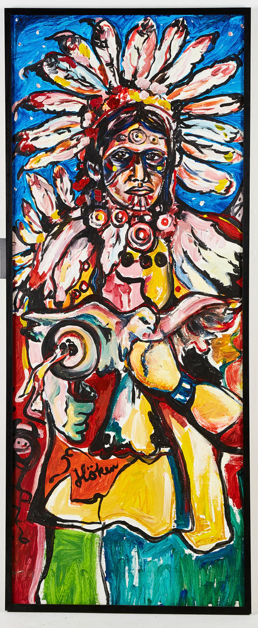 SVEN-ARNE "HÖKEN" HÖKENSTRÖM (FÖDD 1947). figure composition, signed Höken, and a verso, acrylic on canvas.