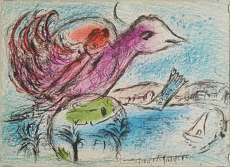 MARC CHAGALL. nachher: Figurenkomposition, Lithographie aus einem Buch.
