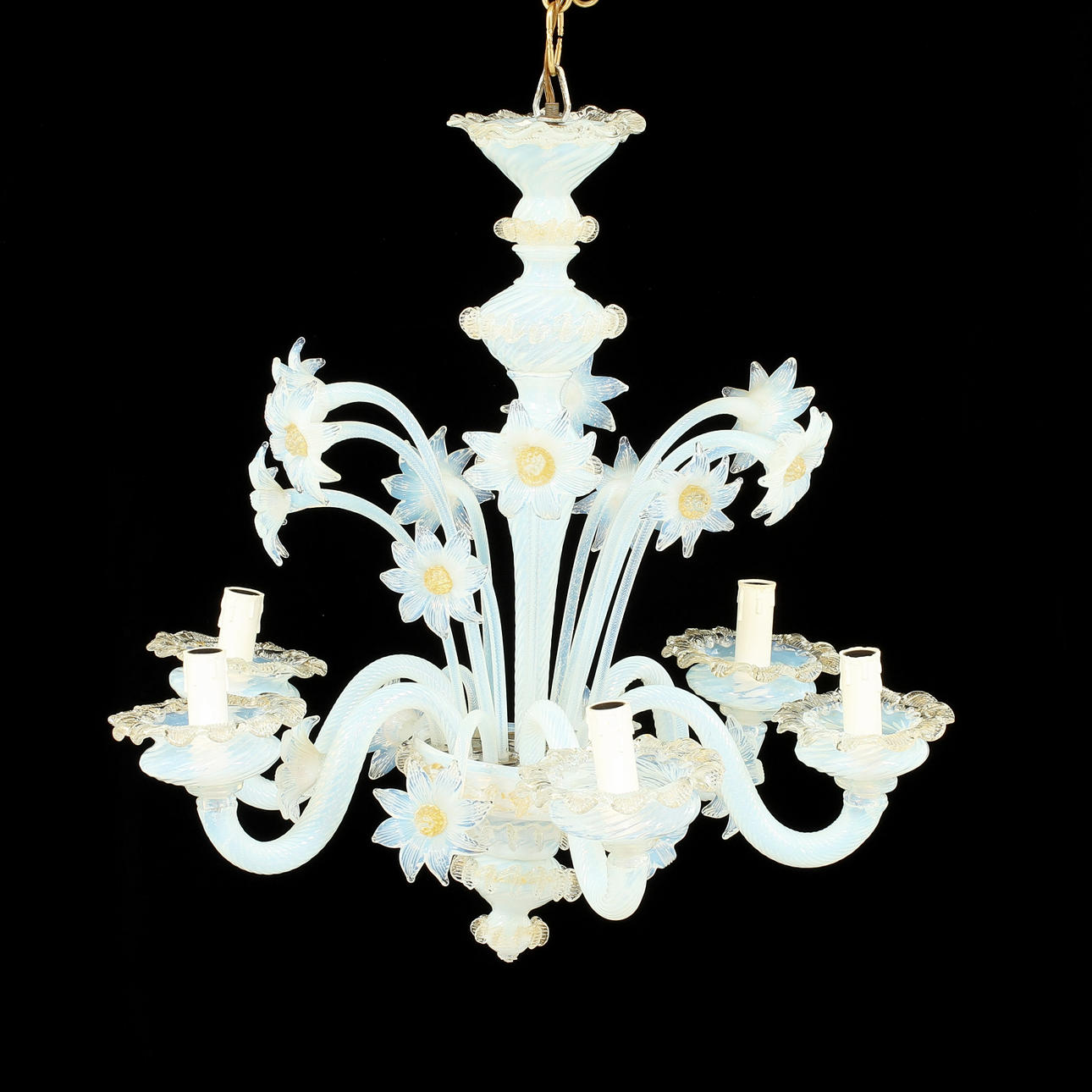 LJUSKRONA samt VÄGGLAMPA, glas, Venetiansk. Höjd 60 cm.