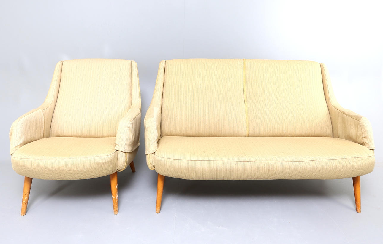 SOFFA & FÅTÖLJ, "Duxello", Bra Bohag, 1950-tal.