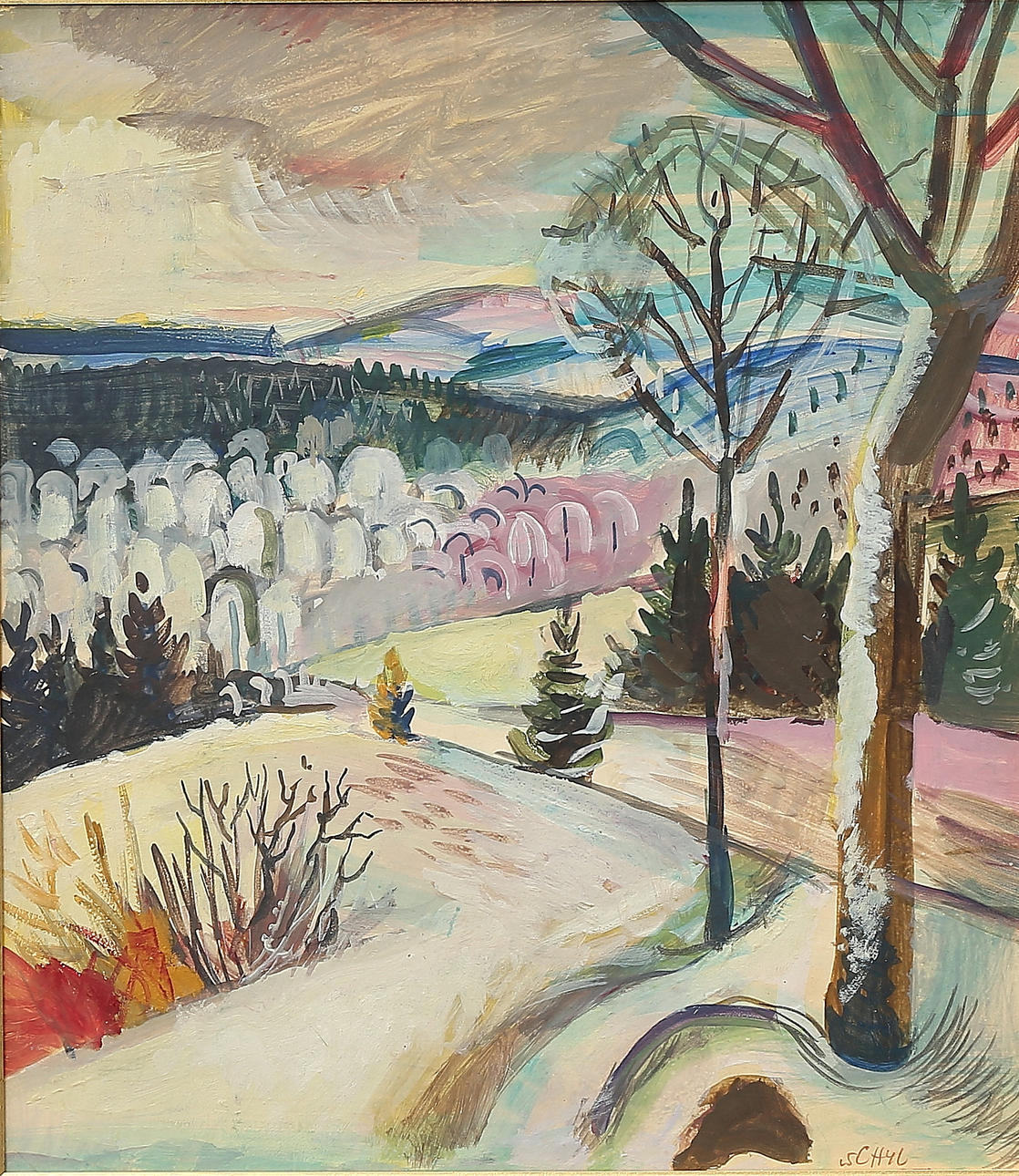 JULES SCHYL. Oil on Board, signed.