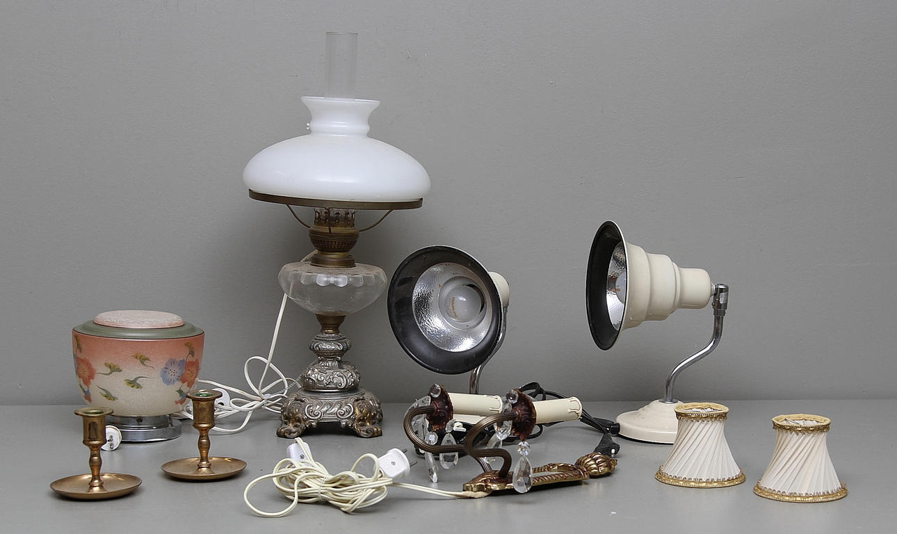 BELYSNINGSFÖREMÅL, 7 delar, 1800/1900-tal.