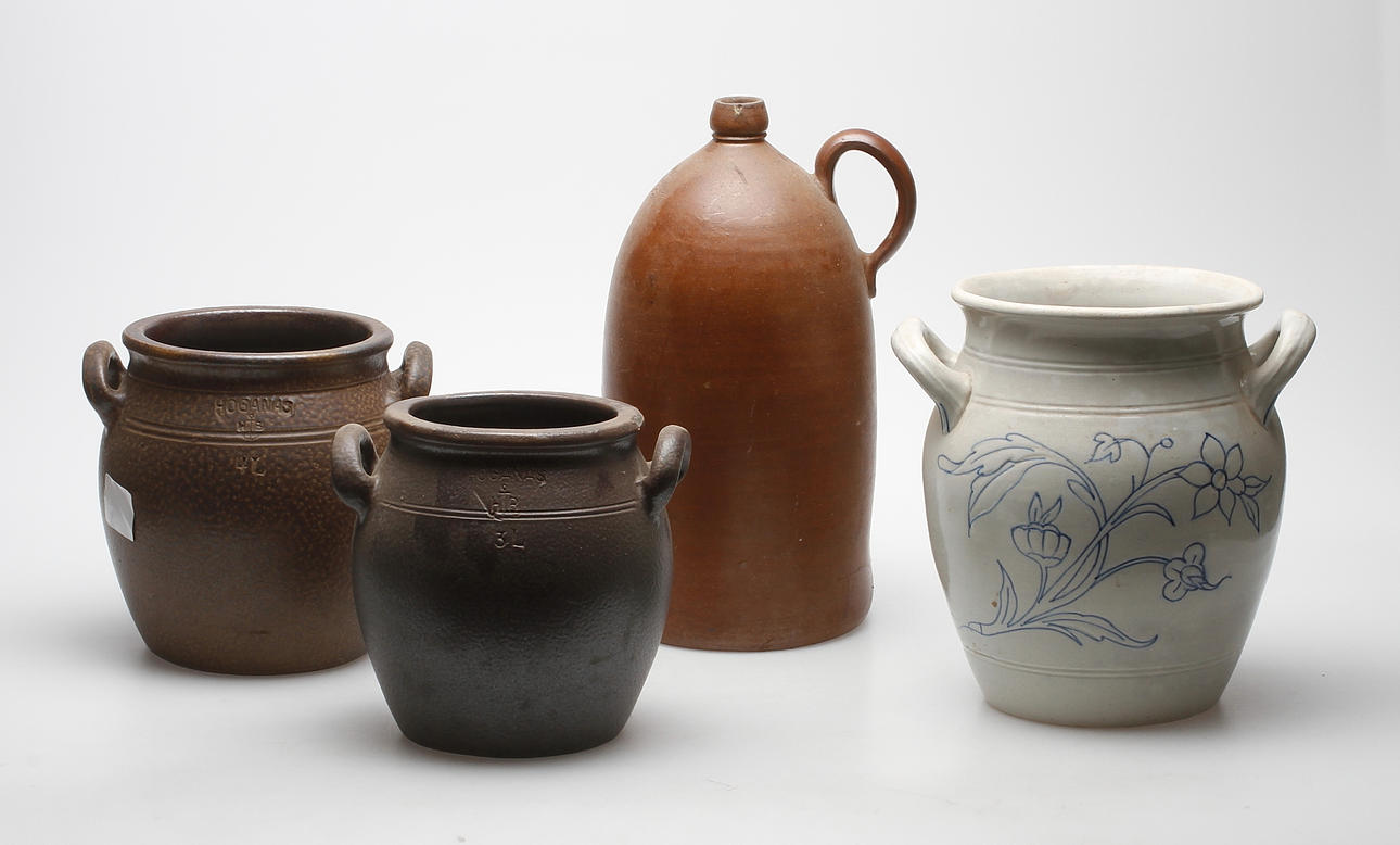 KERAMIKFÖREMÅL, 4 delar, Rörstrand och Höganäs.