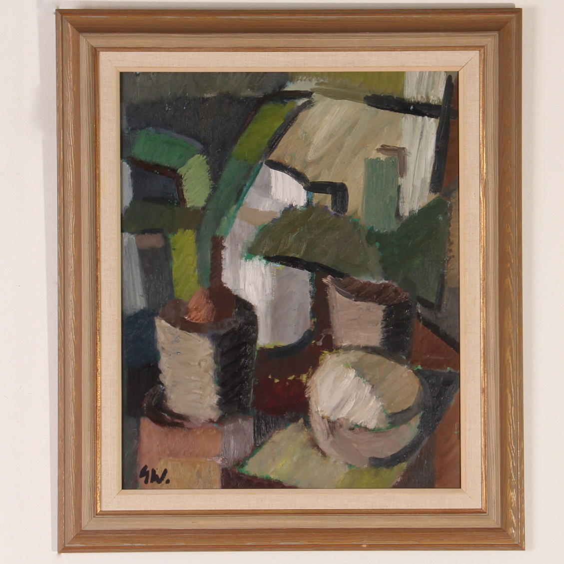 GÖSTA WERNER. olja på pannå, stenhus, signerad.