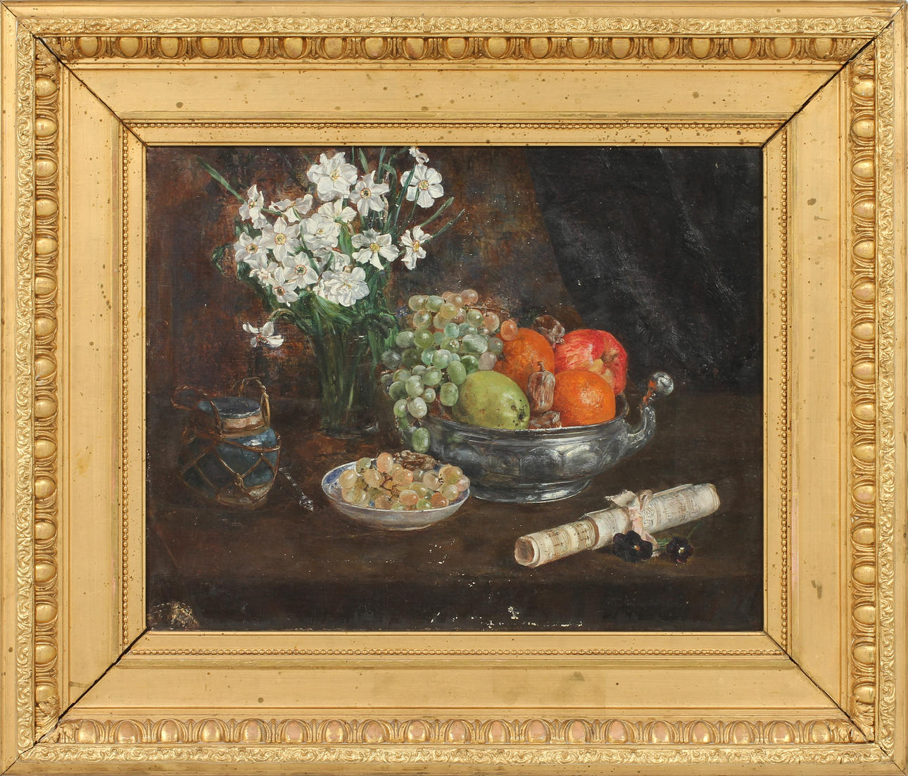 ANNA MUNTHE NORSTEDT. TILLSKRIVEN. Olja på duk, stilleben, bär otydlig signatur.