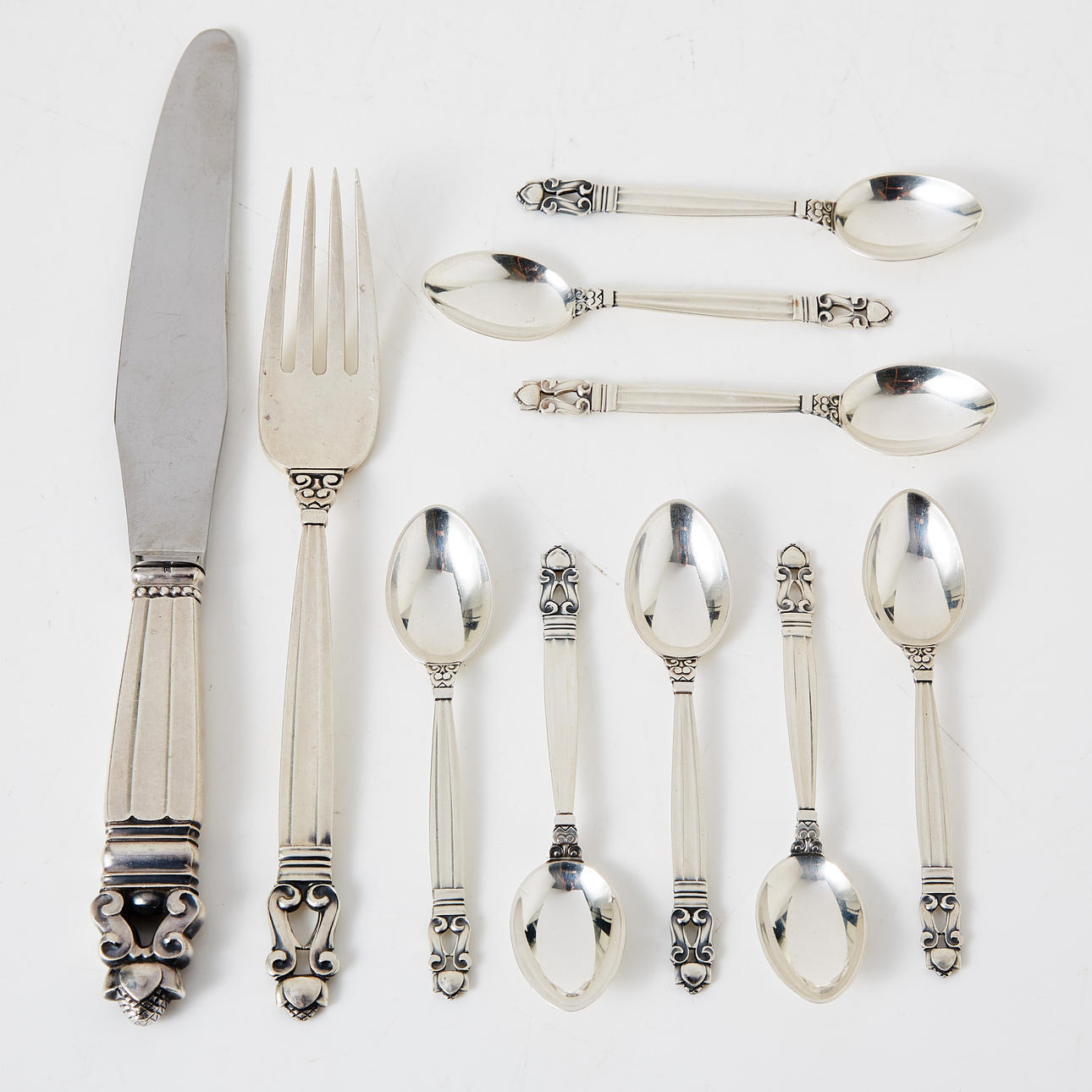 GEORG JENSEN. "Konge", bestik, 10 stk., sterlingsølv, Danmark.