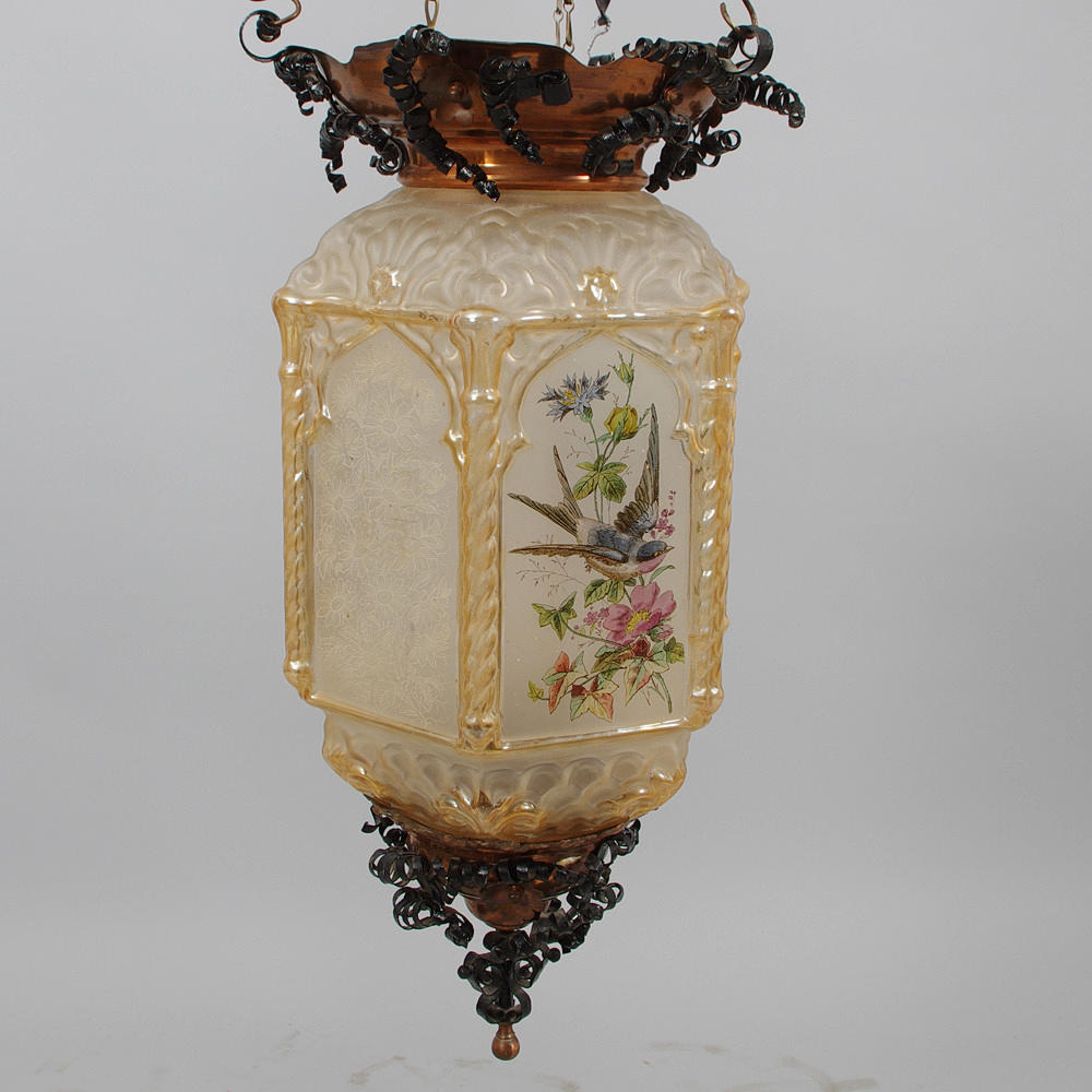 MÅNSKENSAMPEL, handmålat glas och etsad dekor, 1880-tal.