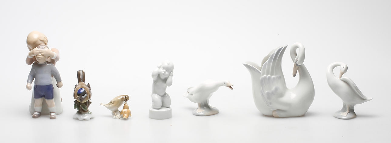 FIGURINER, 7 st, Danmark, Spanien och Tyskland, 1900-tal.