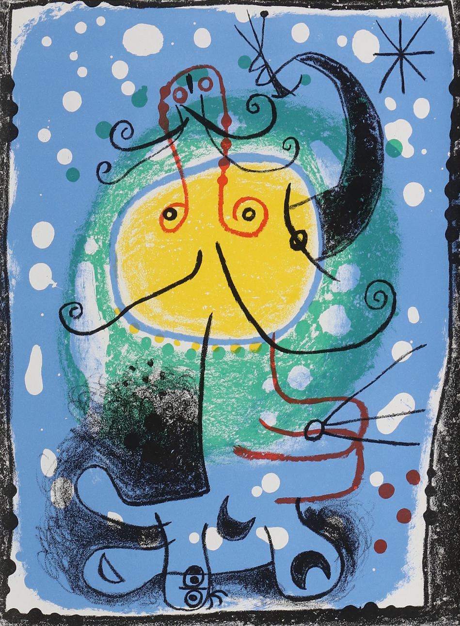 JOAN MIRÓ. Komposition, Litografiskt tryck, osignerat.