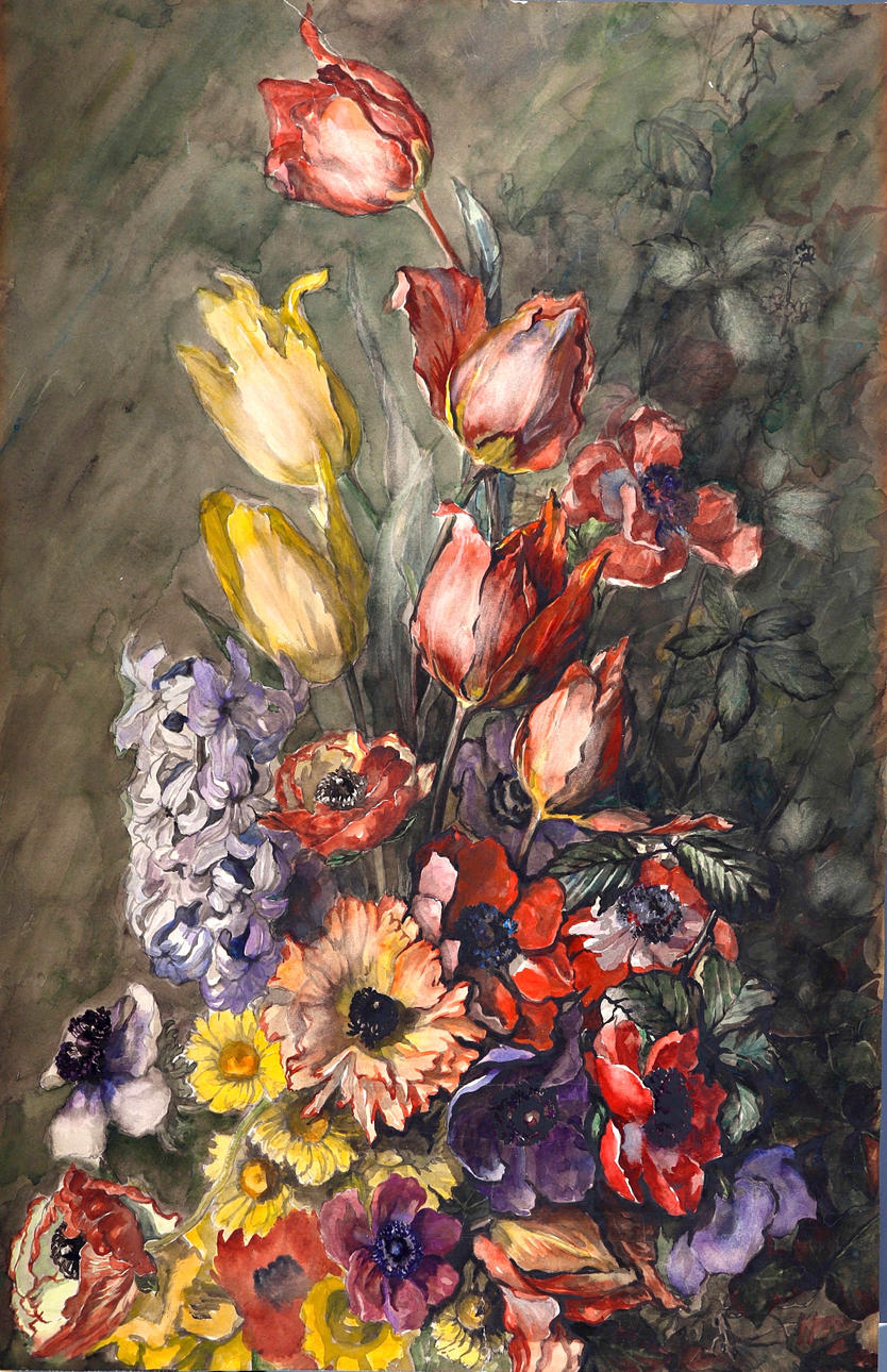 SPANISH SCHOOL, MID 20TH CENTURY. Buket blomster.