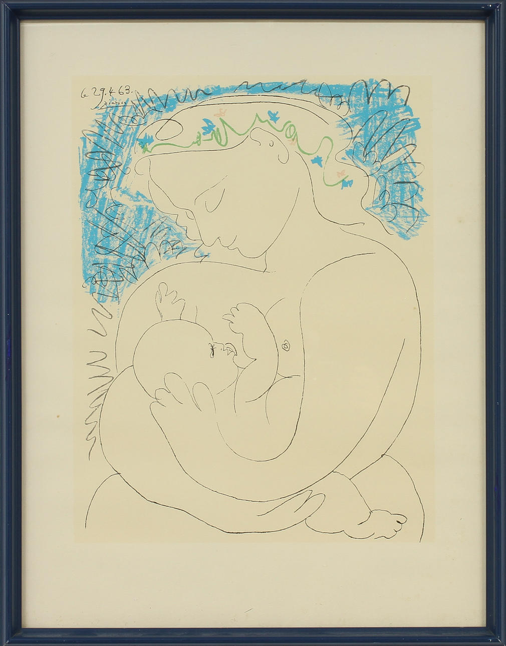 PABLO PICASSO. EFTER. Färgljustryck. "Maternité". Signerad i trycket.