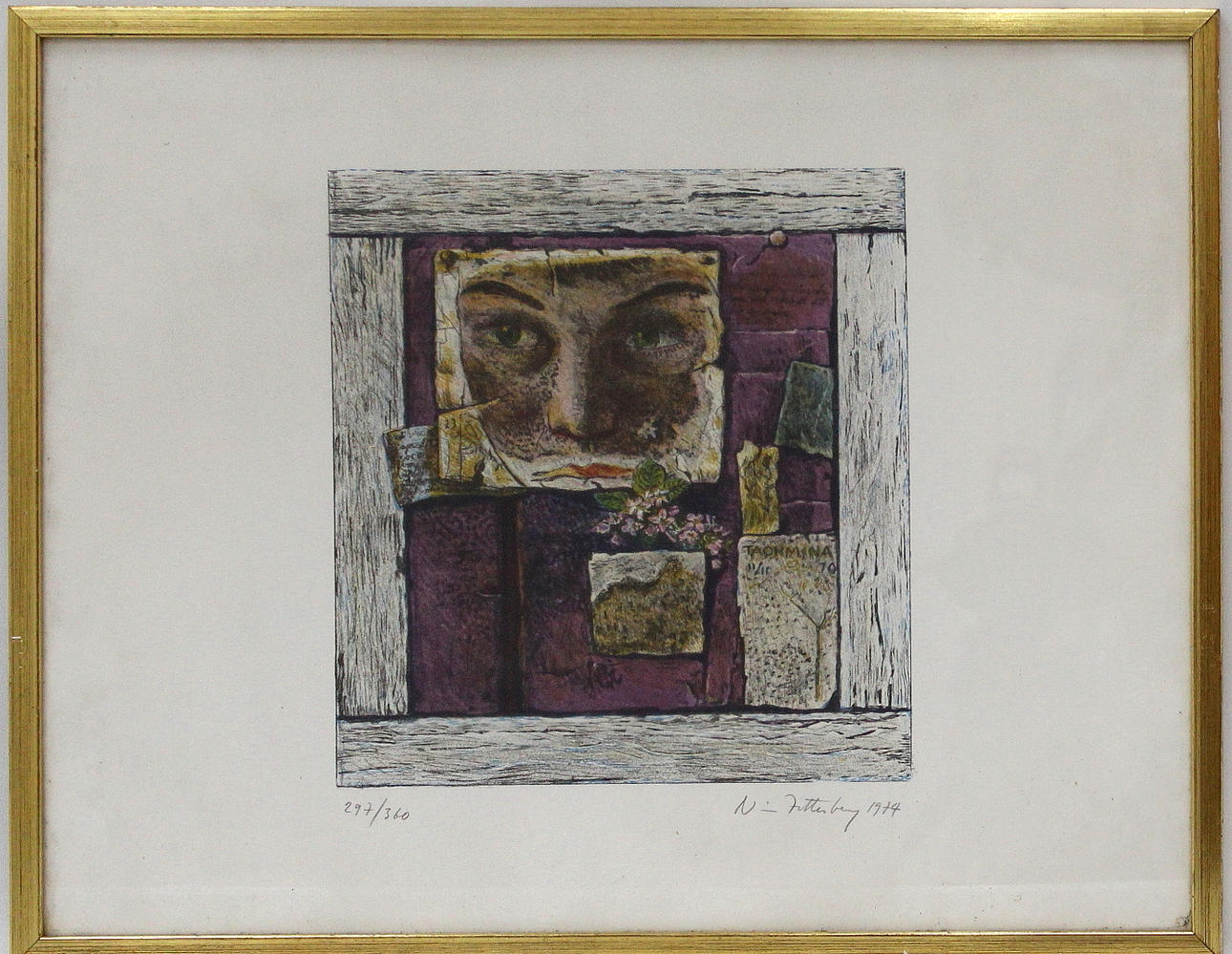 NISSE ZETTERBERG. litografi kvinnoansikte nummrerad 297/360.