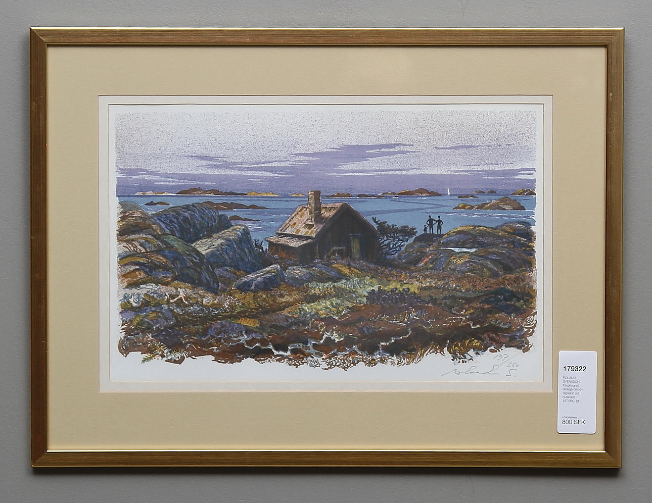 ROLAND SVENSSON. Färglitografi. Skärgårdmotiv. Signerat och numrerat 197/360.