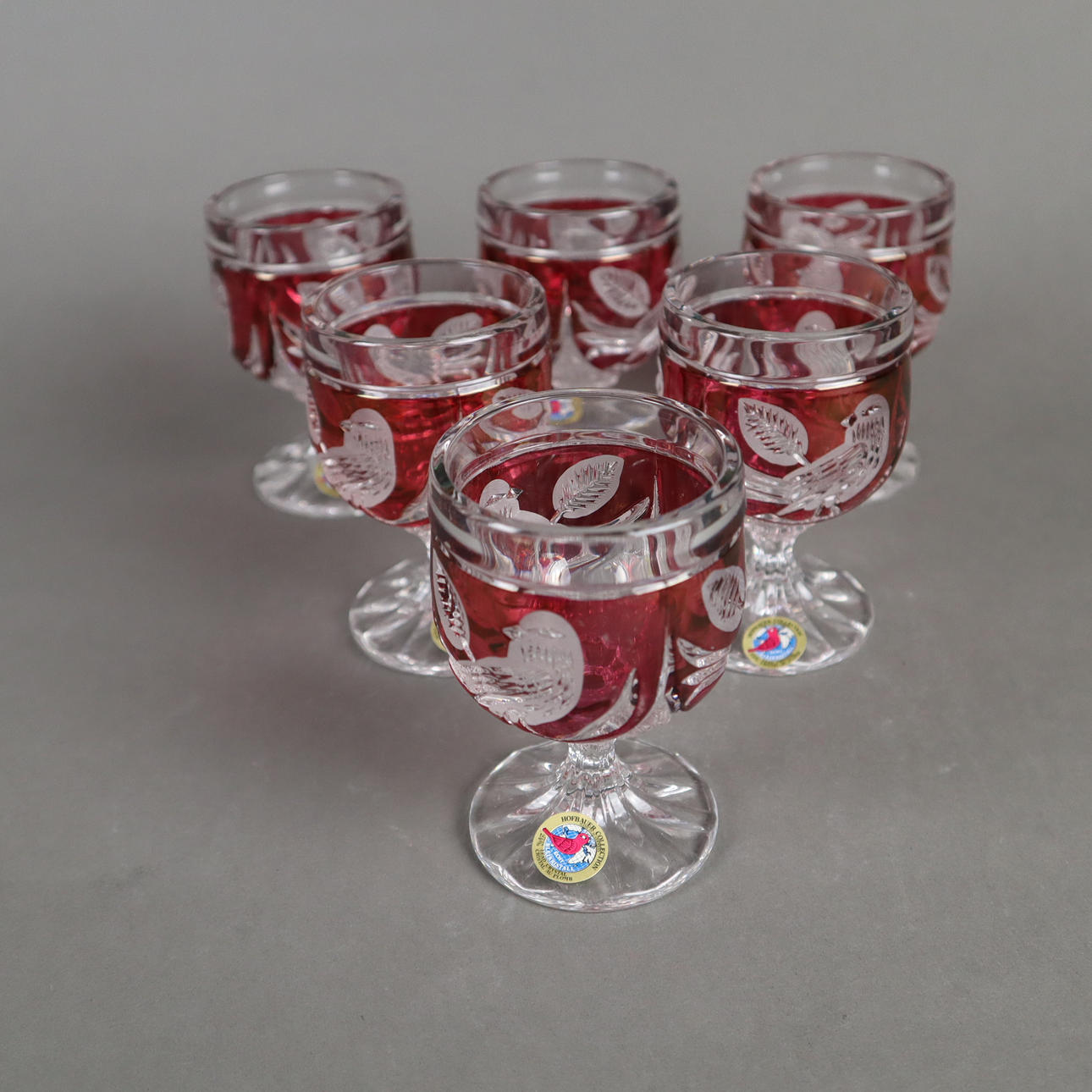 - 6 Cognac-GLÄSER - Hofbauer Collection, BLEIKRISTALL.