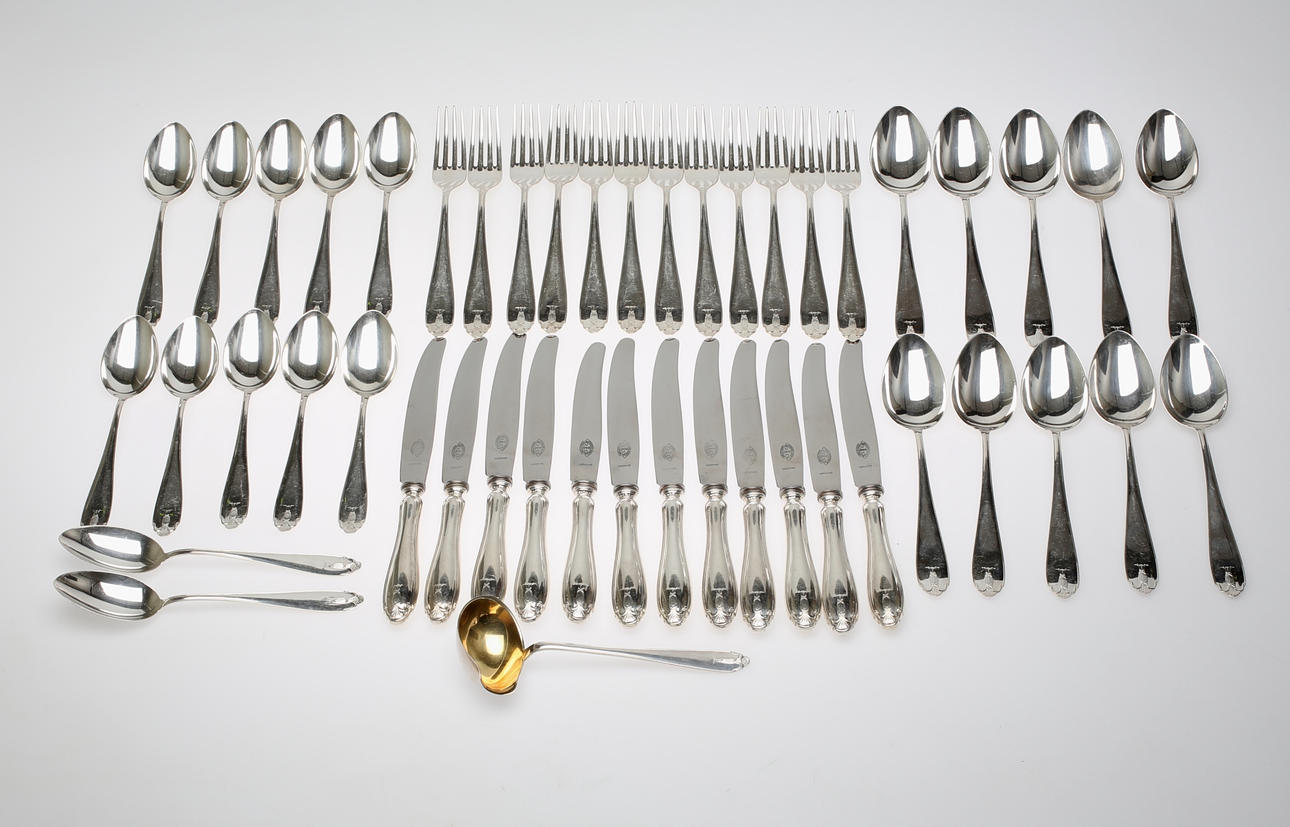 MATBESTICK, silver 47 delar "Vasa" GAB Stockholm.