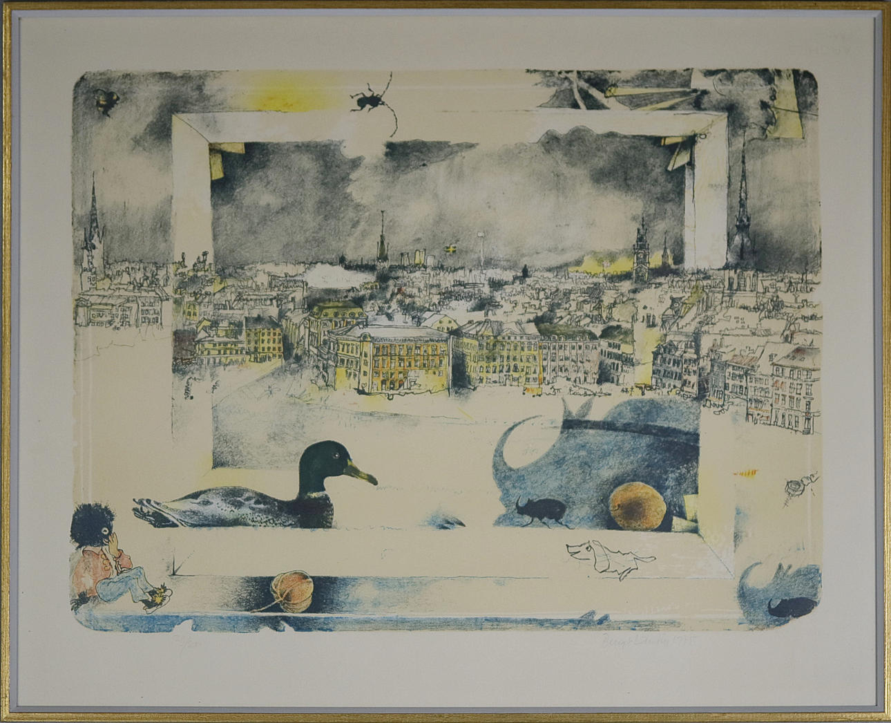 BENGT LANDIN. Lithograph, composition, signed 129/200.