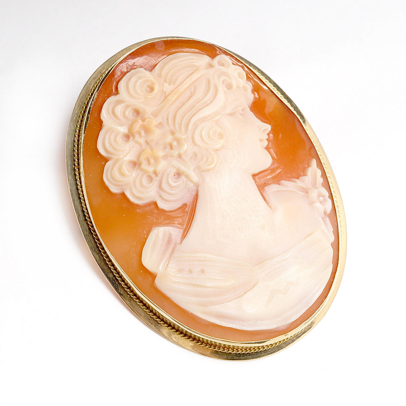 BROOCH, 18k gold, cameo.
