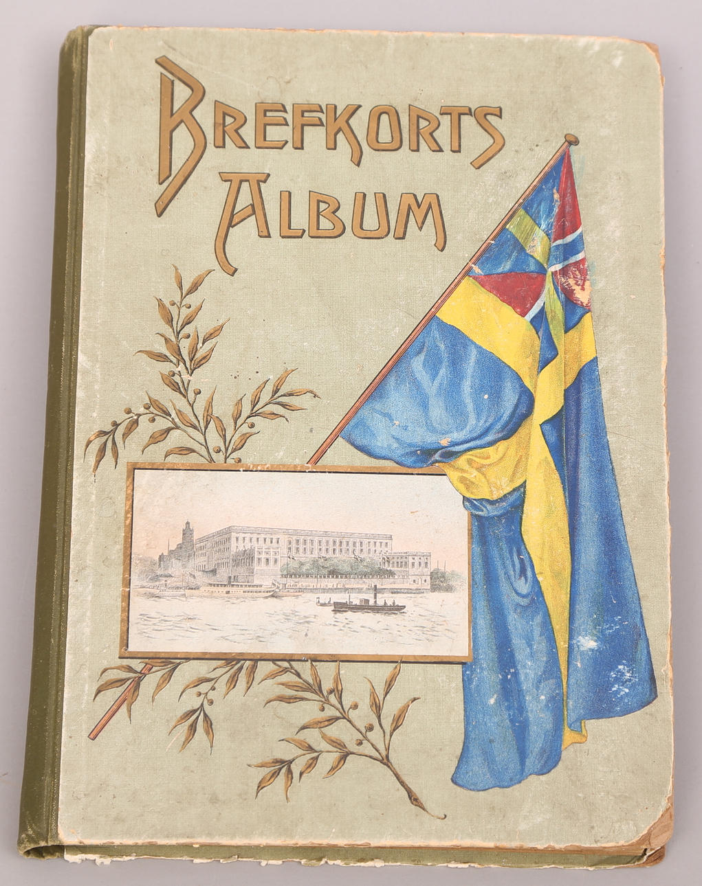 BREFKORTSALBUM, 23 blad, totalt 87 vykort, tidigt 1900-tal.