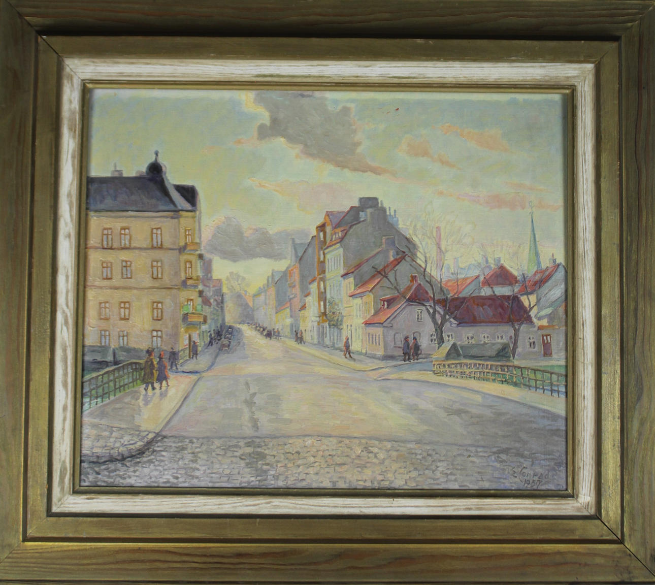 OIDENTIFIERAD KONSTNÄR. OLJA PÅ PANNÅ ,E Conrad-1957.