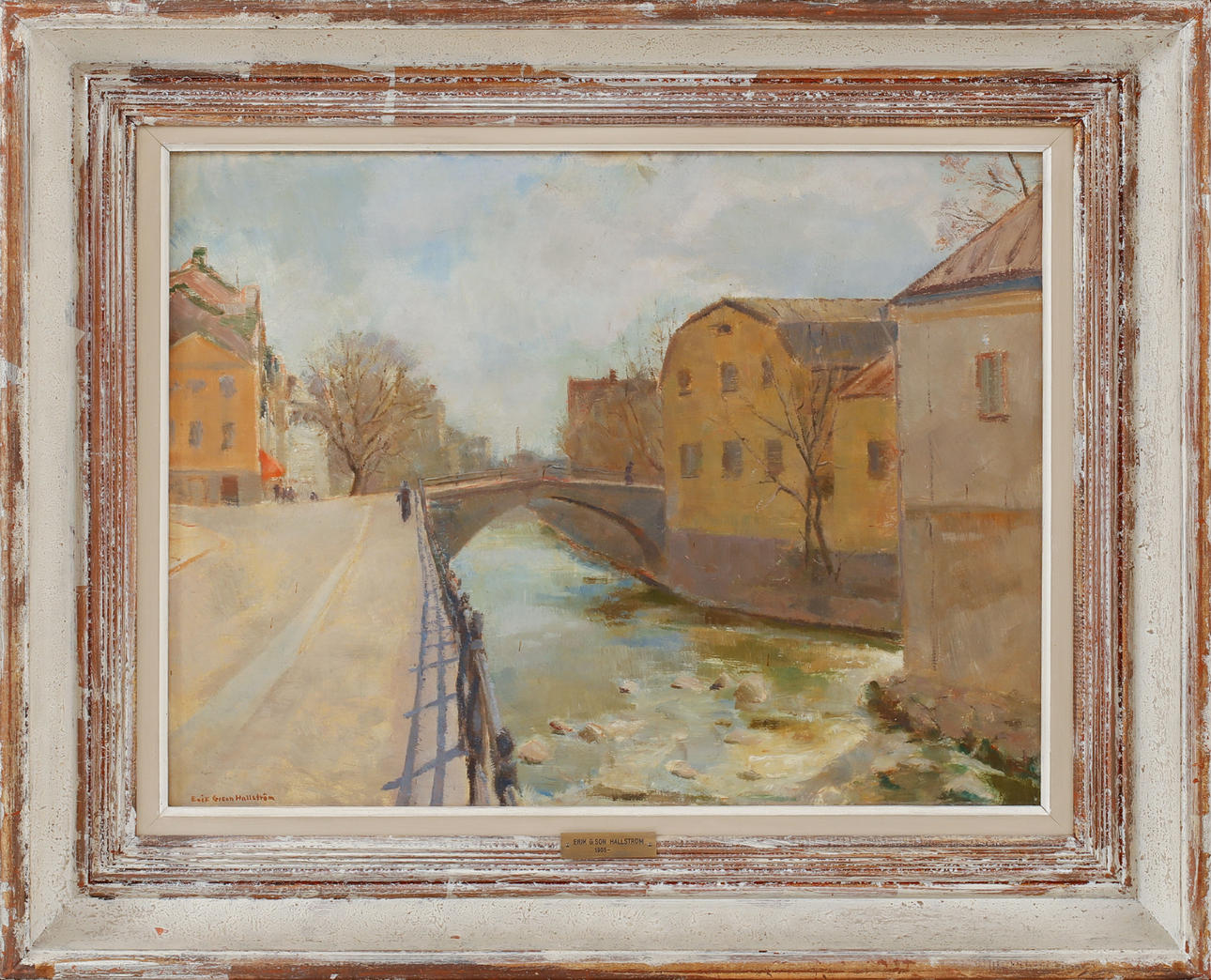 ERIK HALLSTRÖM. Motif from Uppsala, oil on Board, signed.