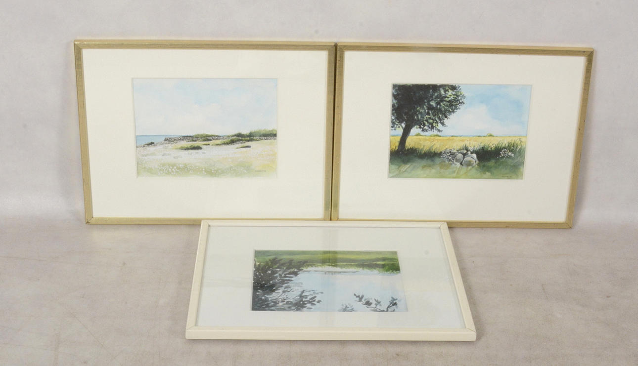 SVEN BONDE DAVIDSSON. Akvareller, 3 st.