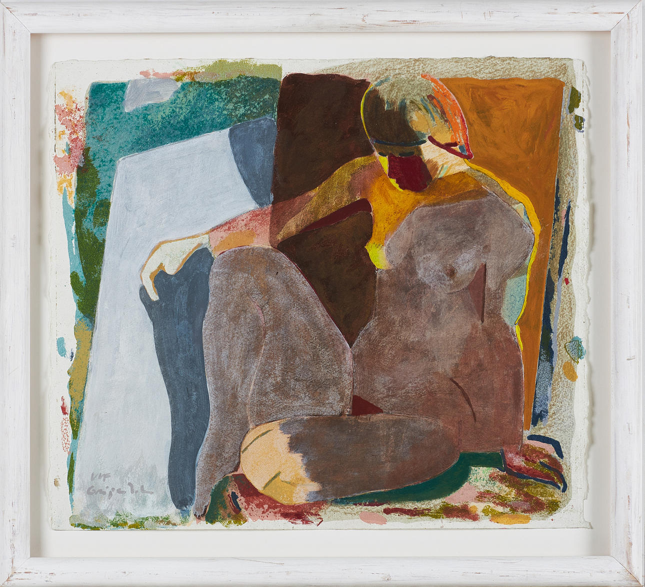 ULF GRIPENHOLM. "Resting model", watercolor on paper, signed.
