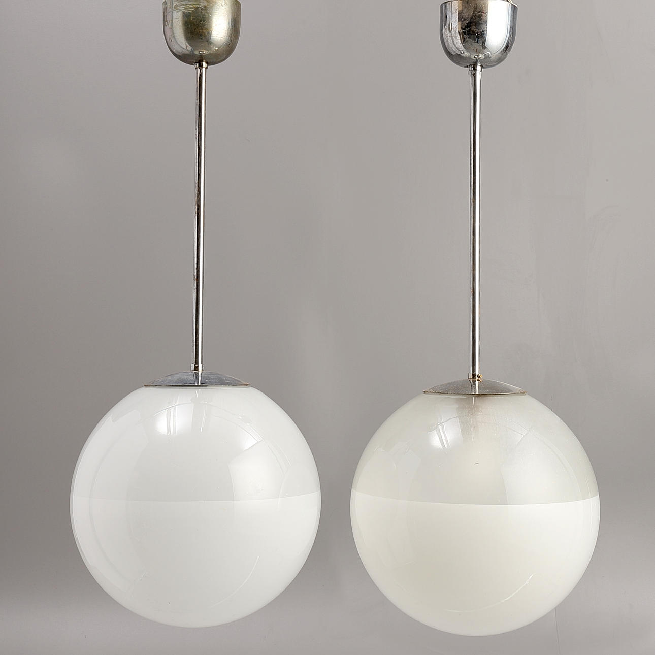 CEILING LAMPS, 1 pair, chrome, glass, functional, globe model.