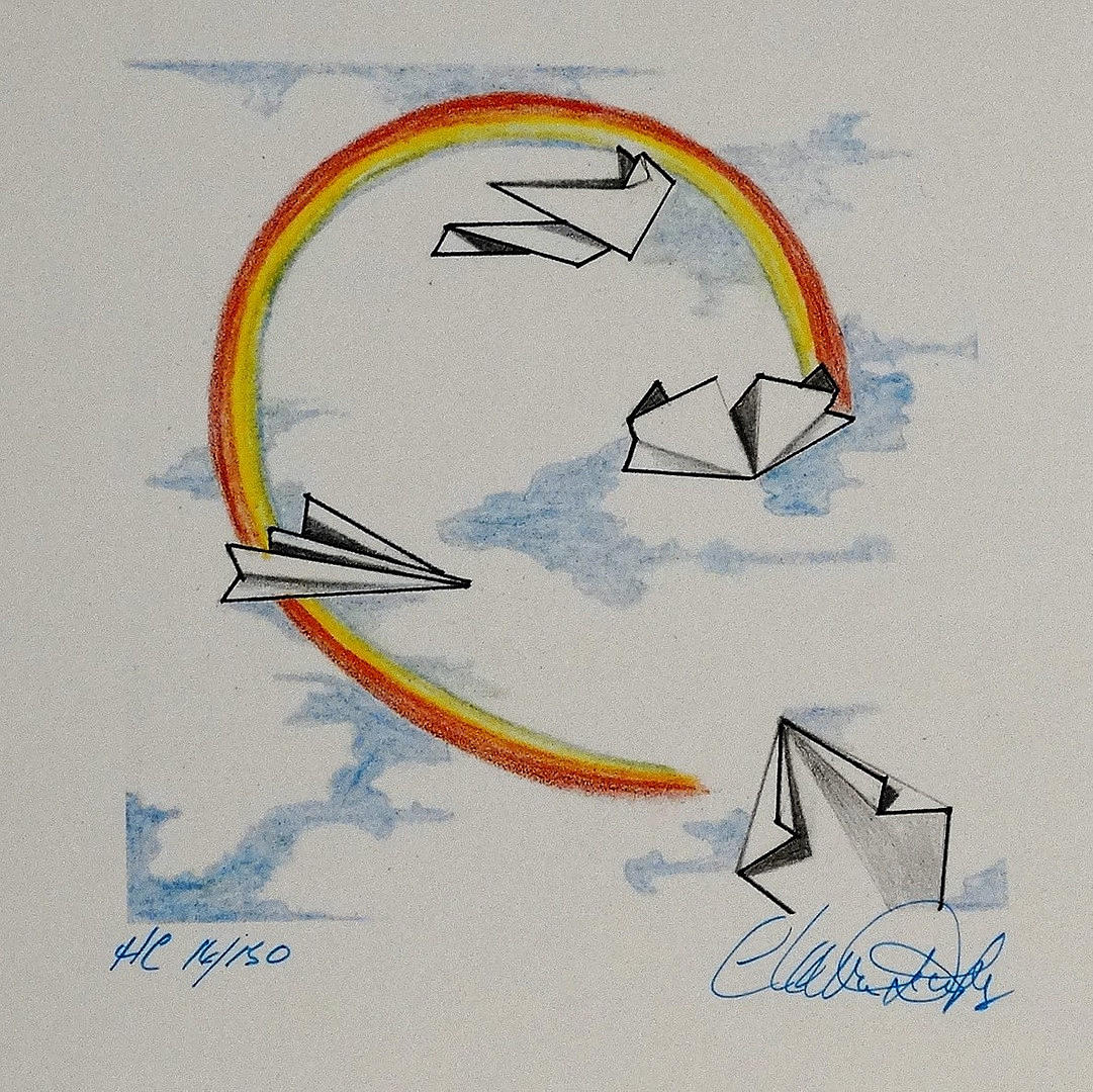 CLAIRE DUNPHY. Paper plane I, color offset, signed.
