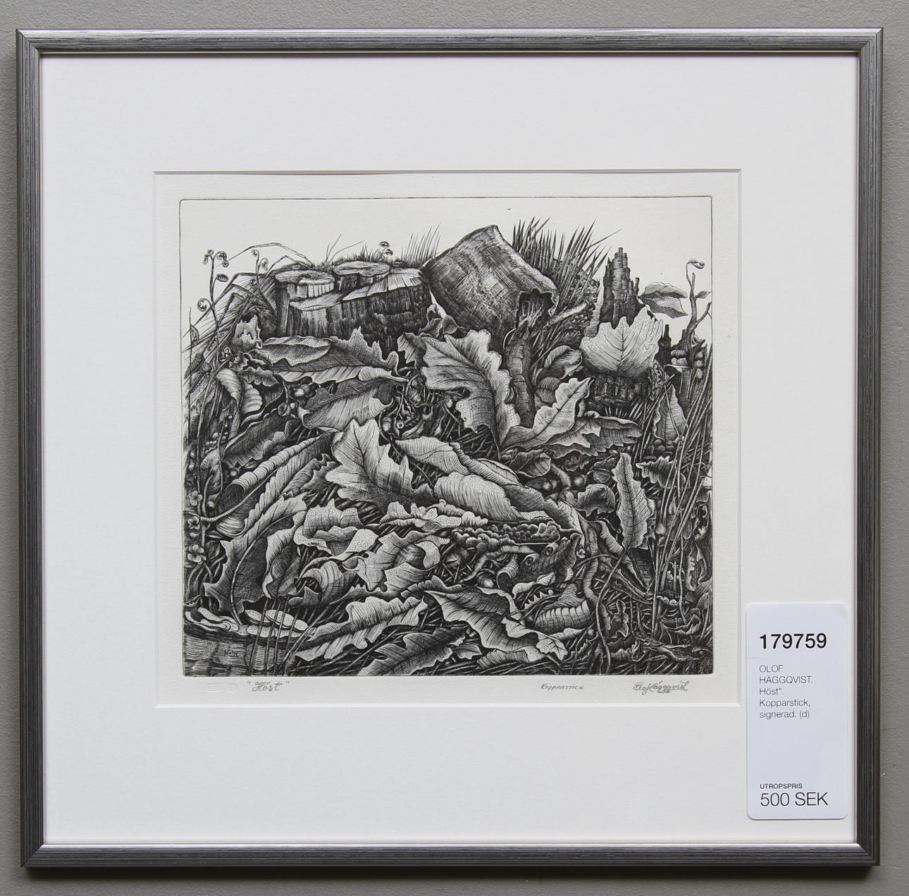 OLOF HÄGGQVIST. Höst". Kopparstick, signerad.