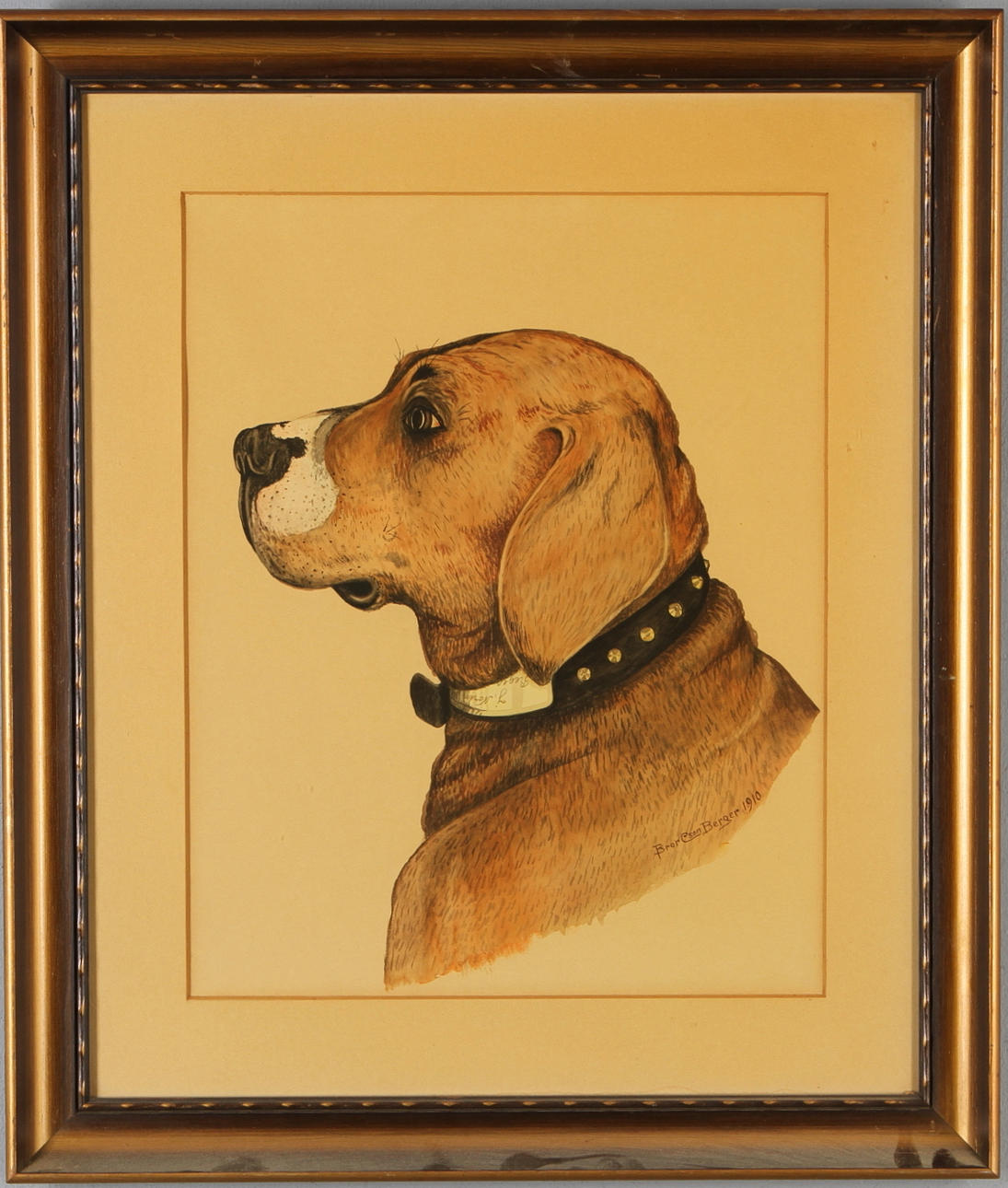 BROR CSON BERGER. Hundporträtt, akvarell, signerad och daterad 1910.