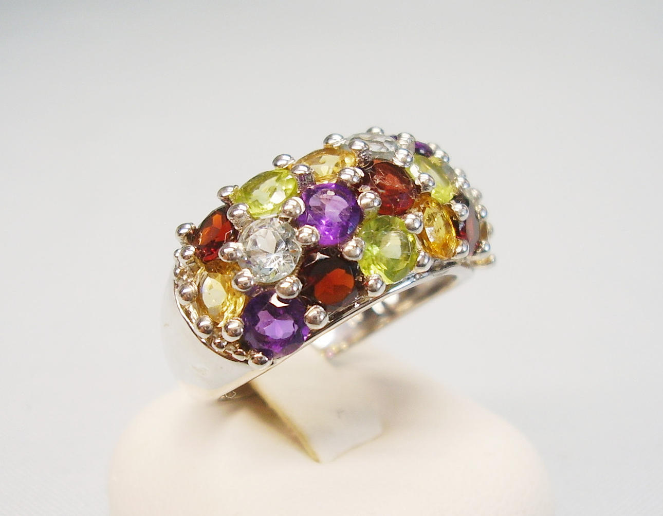 ANILLO COCTAIL GEMAS MULTICOLOR PLATA 925.
