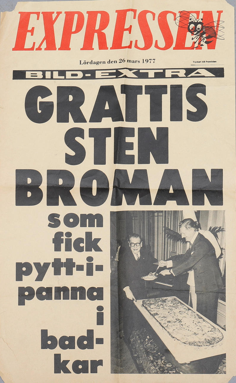 LÖPSEDEL, EXPRESSEN, gratulation till Sten Broman.