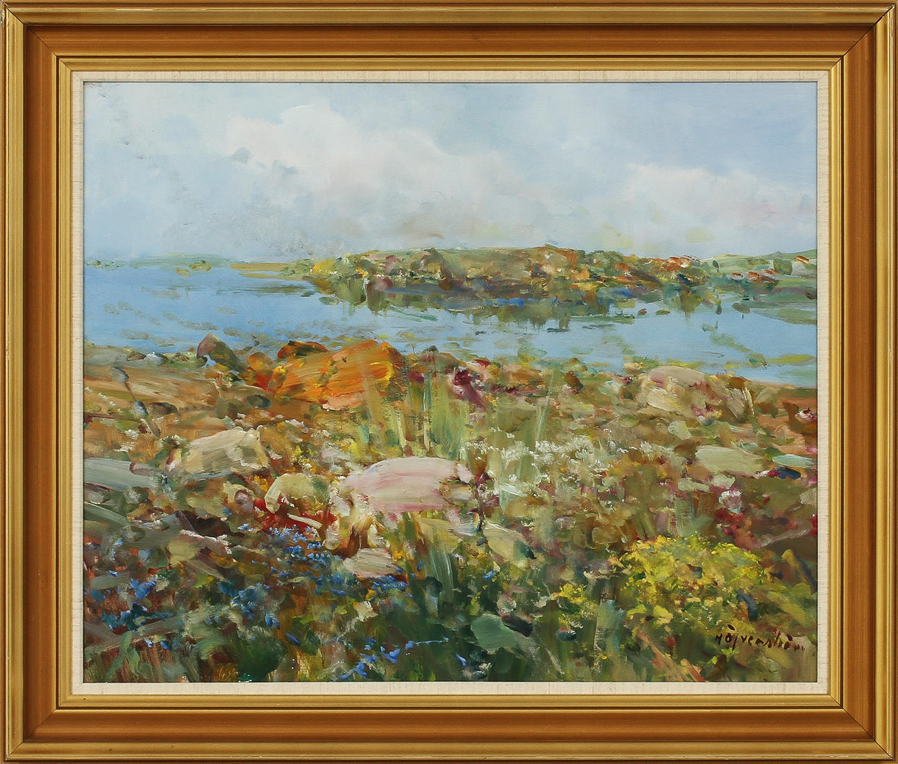 HUGO ÖFVERSTRÖM. "Vingaöarna", olja på duk, signerad.