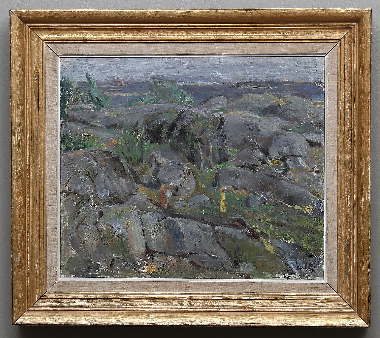 GUSTAV ADOLF FAHLE. "Över bergen". Olja på duk. Signerad och daterad -50.