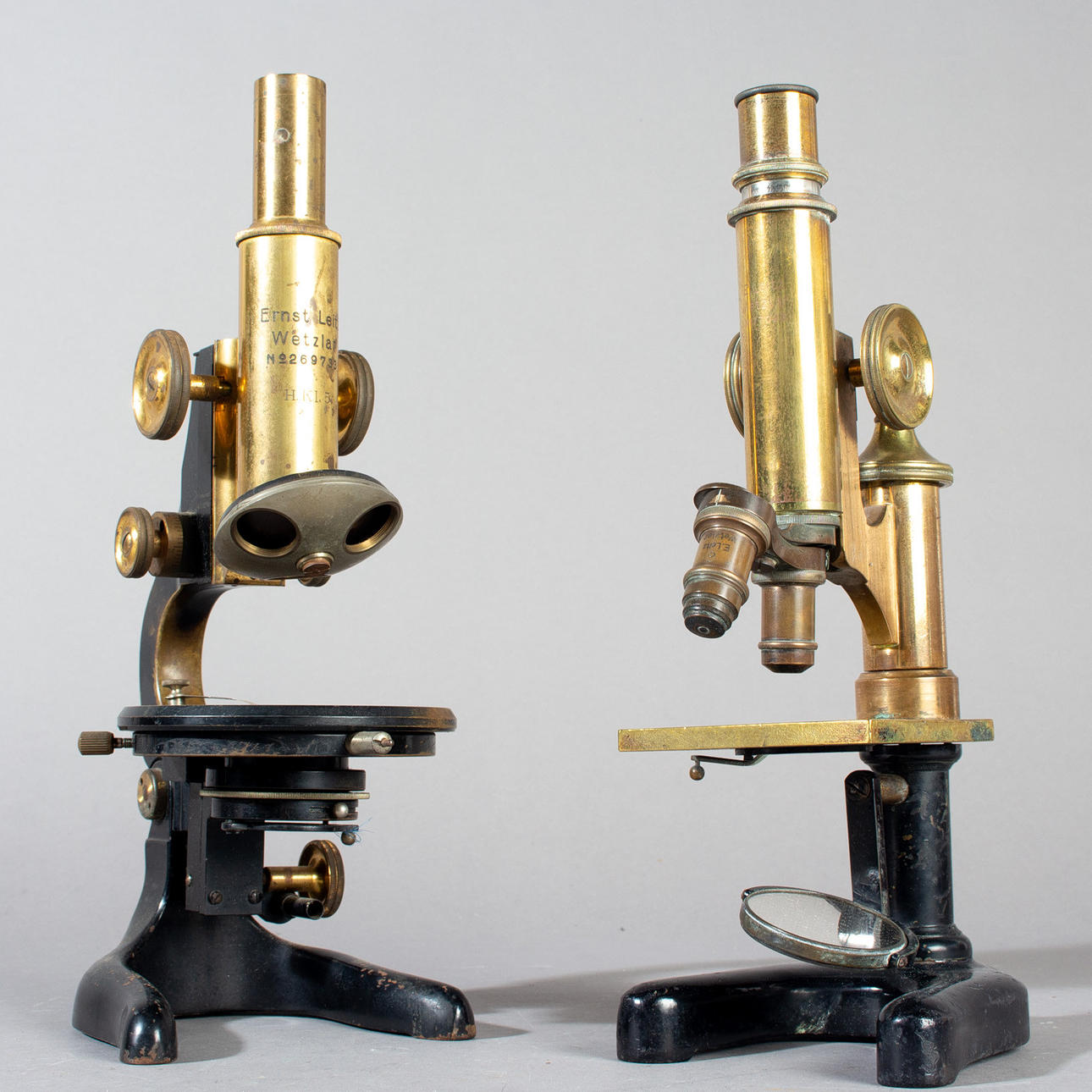 Ernst Leitz, two microscopes, brass (2).