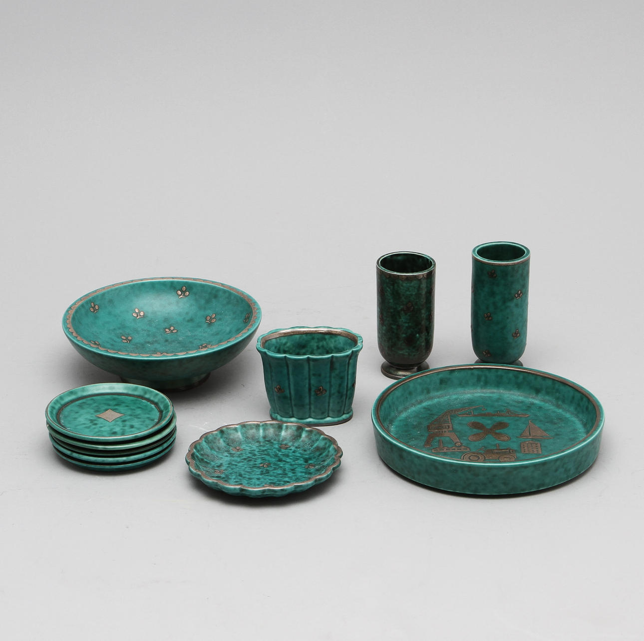 PORSLINSFÖREMÅL, 11 delar, "Argenta", Gustavsberg.