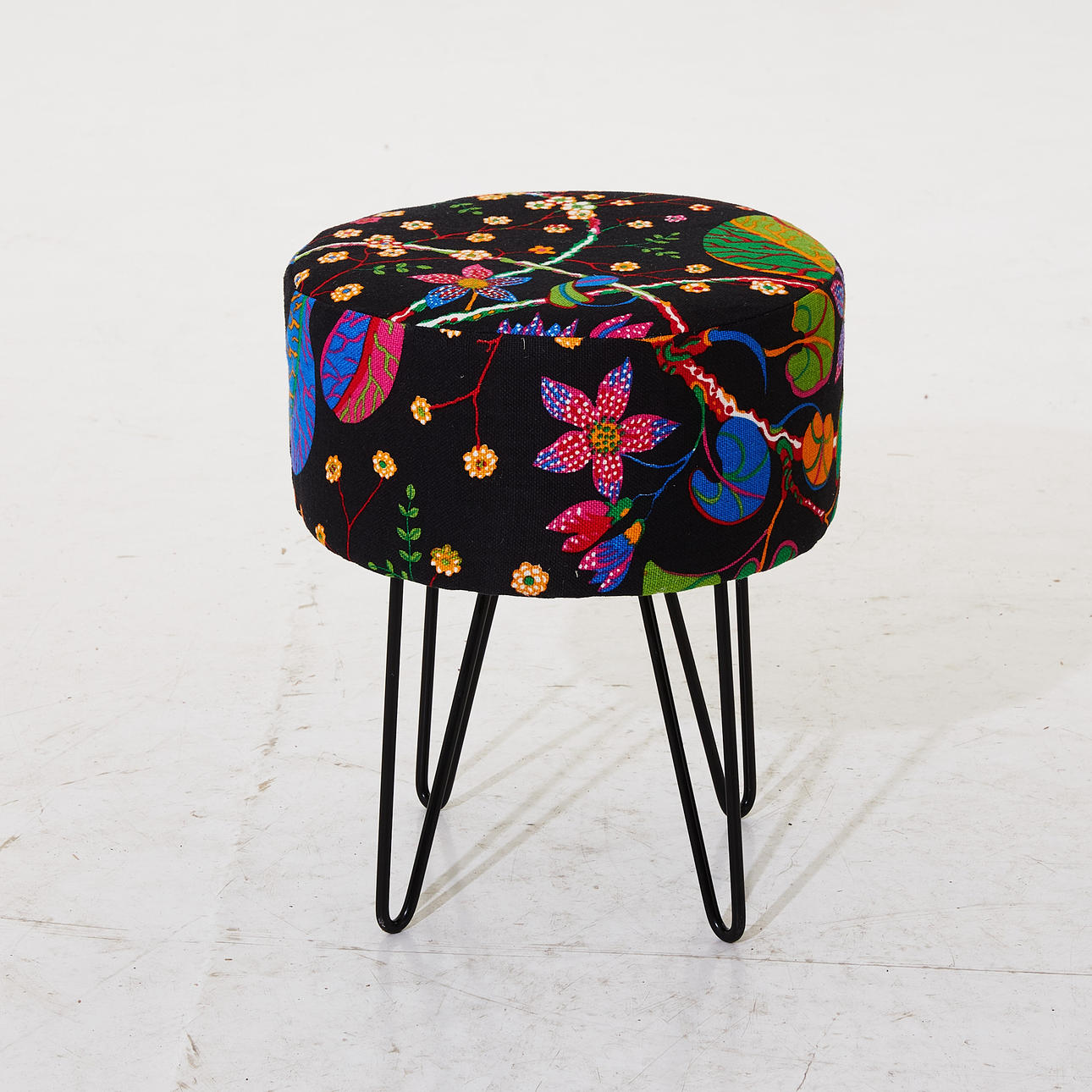 SITTPOOL, 2000s, black base, covered in Josef Frank's "Teheran".