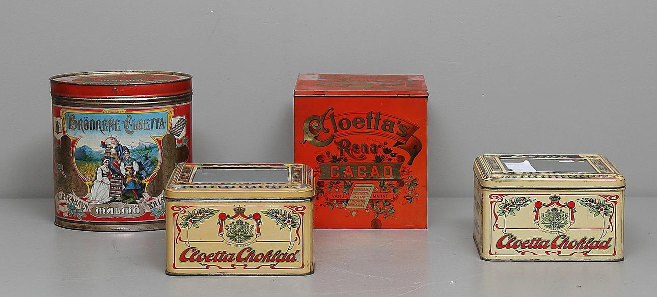 PLÅTBURKAR, 4 st, Cloetta.