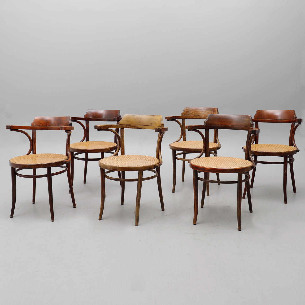 SILLAS FRAME, 6 similares, tipo Thonet, segunda mitad del siglo XX.