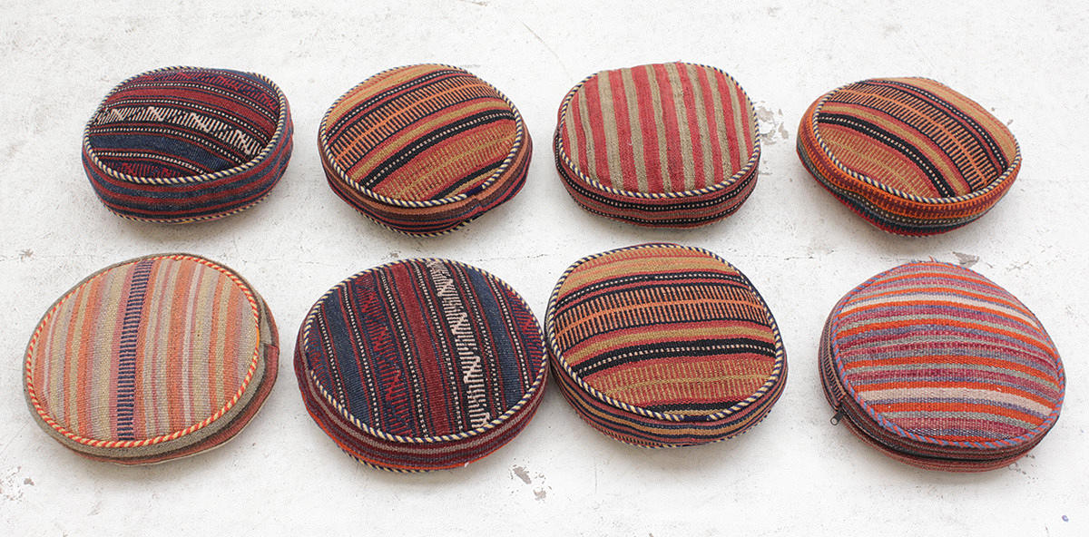 KUDDARFODRAL, 8 st, Orientaliska, Kelim, rund modell.