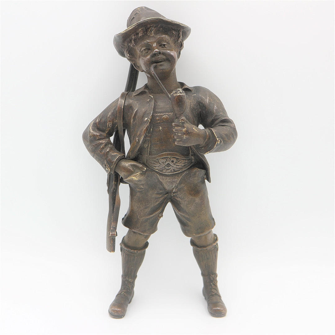 BRONZE FIGUR ANTIK JÆGER MED GARANTI.