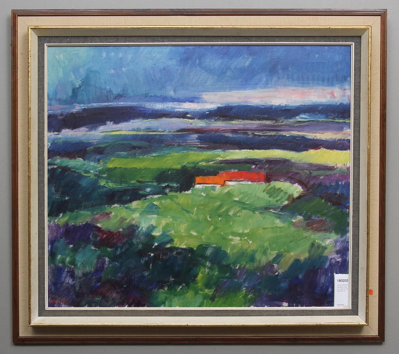 EGON HANSEN. Landskap med hus. Olja på duk. Signerad.