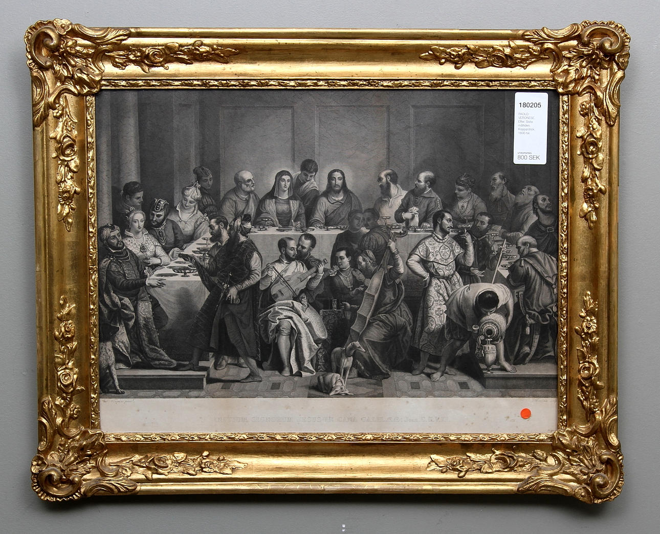 PAOLO VERONESE. EFTER. Sista måltiden. Kopparstick. 1800-tal.