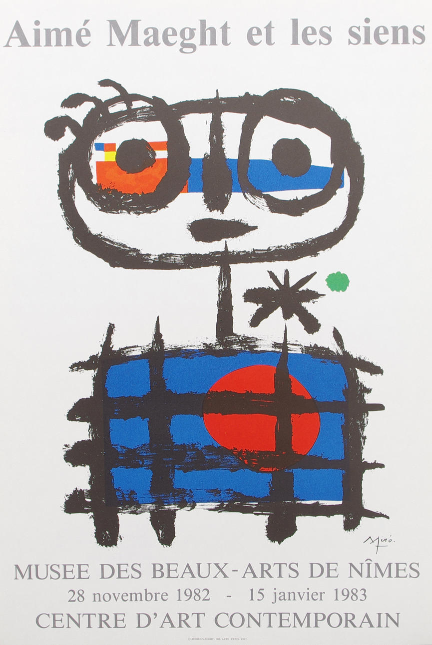 JOAN MIRO. Färglitografi, original utställningsaffisch, 1982. Musee Des Beaux.