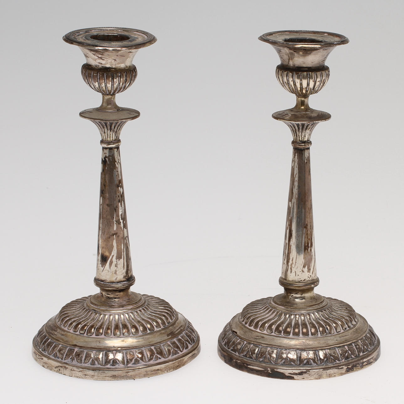 LJUSSTAKAR, 1 par, silver, Karl Johan, Hans Georg Vogt, Kristianstad, 1833.